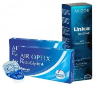 Акція (Air Optix plus Hydra Glyde 6 шт. + Unica Sensitive 350 ml.)