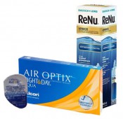 АКЦИЯ Focus (Air optix) Night & Day aqua 4 шт. + ReNu ADVANCED 360 ml.)
